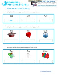 phoneme substitution - Phoneme Substitution Worksheets & Phoneme Manipulation Games