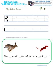 Letter R preschool phonics worksheet