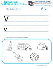 Letter V preschool phonics worksheet