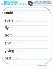 Phonics resource - Sight Words List for 1st Grade - Free Flash Cards and Printable Worksheets